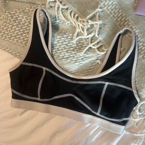 We Wore What Black and White Women's Sports Bra